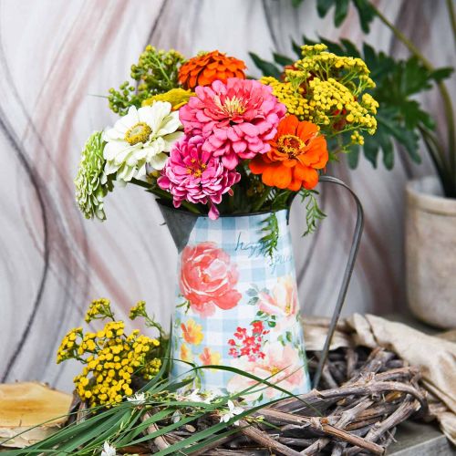 Floristik21 Blumenvase Deko-Kanne Metall Vintage Gartendeko Pflanzkübel H23cm