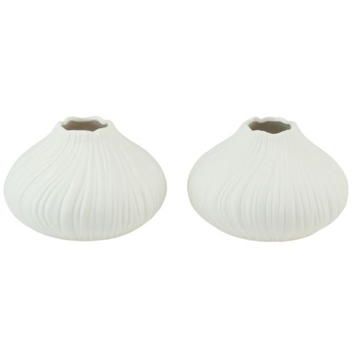 Artikel Blumenvase Keramik Zwiebelform Weiß Ø13cm H13,5cm 2St