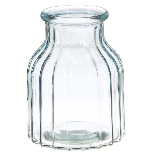 Artikel Blumenvase Glas Rillen Blau Ø11cm H14,5cm 2er Set Dekoration