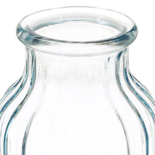 Artikel Blumenvase Glas Rillen Blau Ø11cm H14,5cm 2er Set Dekoration