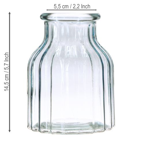 Artikel Blumenvase Glas Rillen Blau Ø11cm H14,5cm 2er Set Dekoration