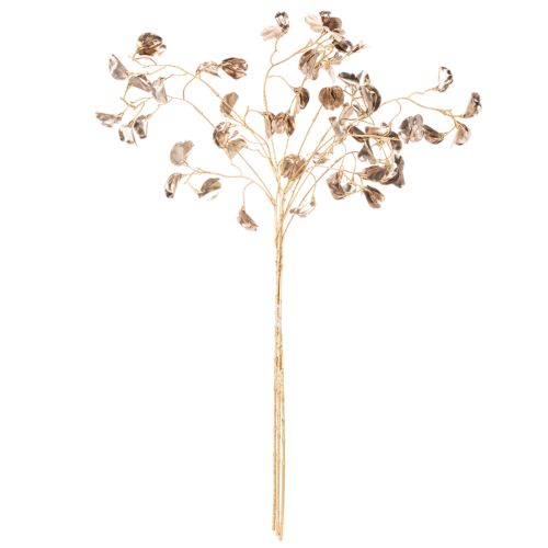 Bohnenblütenzweig Metalloptik Kunstpflanze 80 cm Champagner 3er-Set | Floristik21.de