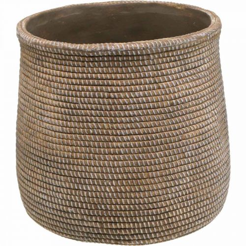 Floristik21 Boho Blumentopf Keramik groß Flechtoptik Ø21,5cm H24cm
