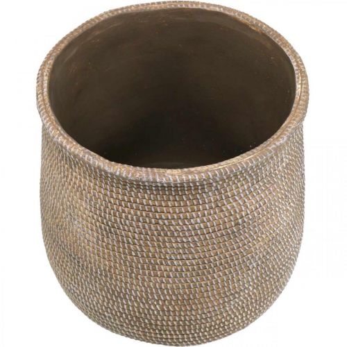 Floristik21 Boho Blumentopf Keramik groß Flechtoptik Ø21,5cm H24cm