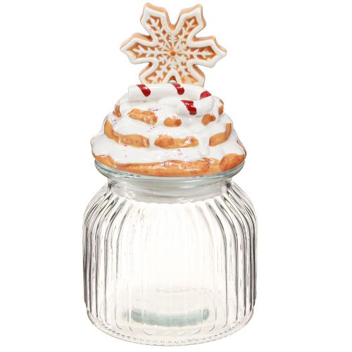 Floristik21 Bonboniere Glas Weihnachten Keksglas  Schneeflocke H20cm