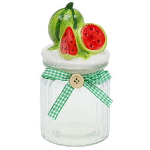 Artikel Bonbonniere aus Glas mit Obstdeckel Melone H15,5cm