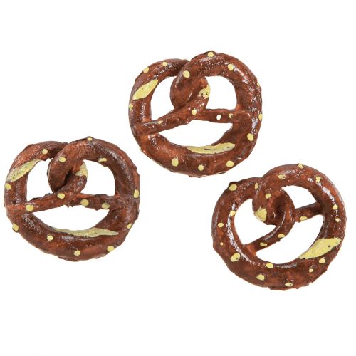 Floristik21 Brezel Deko Streudeko Mini-Brezeln Künstlich Braun 4cm 6er-Set - Vielseitige Tischdekoration
