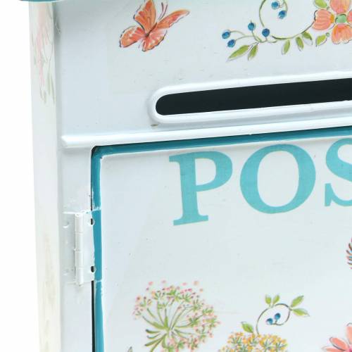 Floristik21 Deko Briefkasten mit Blumen Metall Weiß 27x10cm H31cm