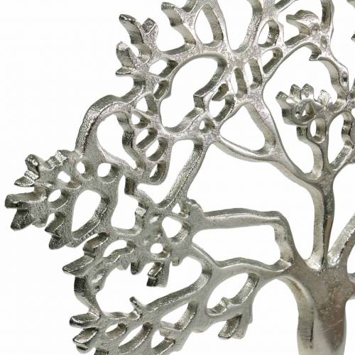 Artikel Metallbaum, Deko-Buche auf Holzfuß, Metalldeko Silbern, Lebensbaum, Mangoholz