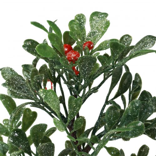 Artikel Kunstzweig Winter Grün Rote Beeren Glitter Frost 36cm