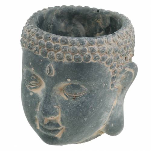 Floristik21 Buddhakopf zum Bepflanzen Antik-Look Beton Schwarz Ø8 H8cm