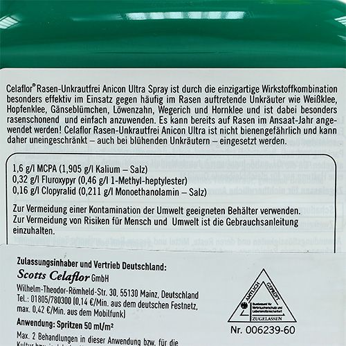 Floristik21 Celaflor Rasen-Unkrautfrei spray Anicon-Ultra 750ml