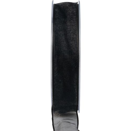 Floristik21 Chiffonband Organzaband Band Organza Schwarz 25mm 20m
