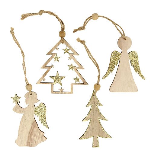 Floristik21 Weihnachtshänger sort. 10cm mit Glitter 12 St