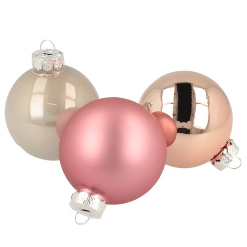 Floristik21 Christbaumkugeln Glas Rosa Grau Ø6cm 24er Set Hochwertig Weihnachtsdekoration