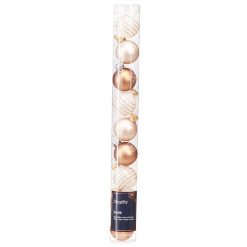 Artikel Mini Christbaumkugeln Pearl 9er-Set in Weiß-Gold Ø3cm für edle Xmas-Dekoration