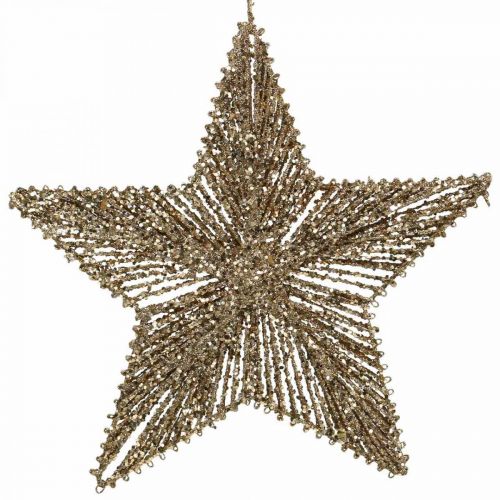 Christbaumschmuck, Adventsdeko, Stern-Anhänger Golden B30cm 4St