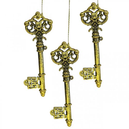 Floristik21 Christbaumschmuck Deko Schlüssel Golden H14,5cm 12St