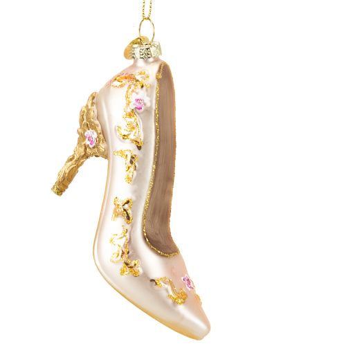 Eleganter Weihnachtsbaumschmuck High-Heels Glas Rosa Gold 10cm 2er-Set