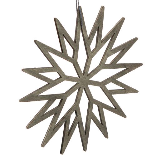 Artikel 8er Set Holz Schneeflocken Christbaumschmuck Grün 15cm - Naturdeko für Weihnachten
