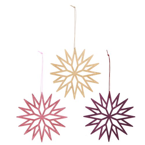 Artikel Öko-Holzschneeflocken "Berry" 15cm, Weihnachtsdeko-Set, 8tlg Naturlook für festliches Ambiente