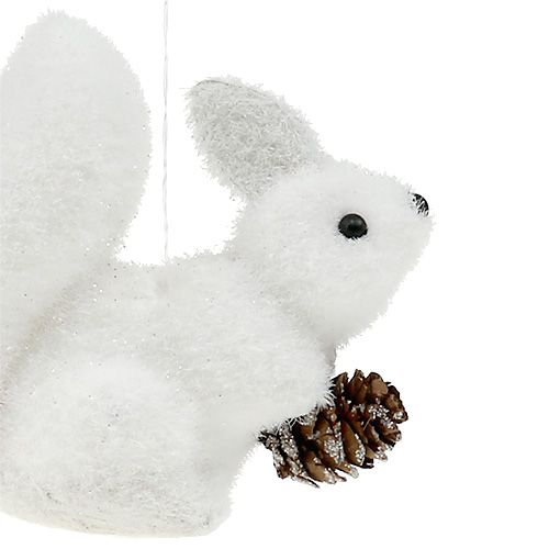 Floristik21 Christbaumschmuck Eichhörnchen weiß 7cm 6St