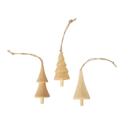 Floristik21 Christbaumschmuck Holz Tannenbaum, Holz Anhänger Natur 7–8cm 12St