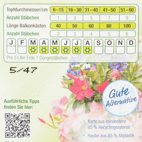 Artikel Chrysal Langzeit-Düngestäbchen für Kübel- und Grünpflanzen 20 Stück Nährstoffversorgung Innen- und Außenbereich