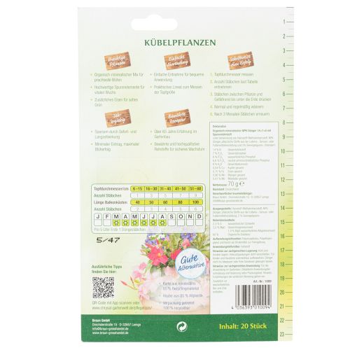 Artikel Chrysal Langzeit-Düngestäbchen für Kübel- und Grünpflanzen 20 Stück Nährstoffversorgung Innen- und Außenbereich