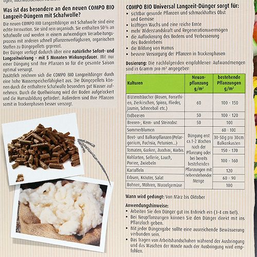 Floristik21 Compo Bio Universal Langzeit-Dünger mit Schafwolle 2kg