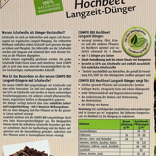 Floristik21 Compo Hochbeet Langzeitdünger m.Schafwolle 750g