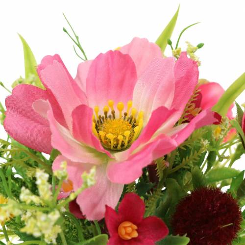 Floristik21 Dekostrauß Cosmea und Schneeball im Bund Künstlich Rosa Sortiert H18cm