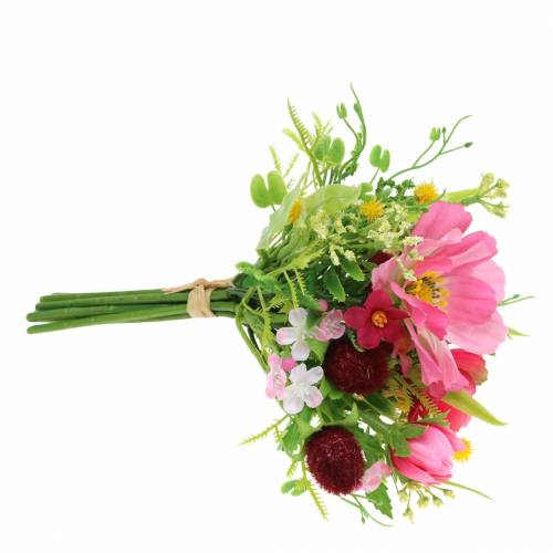 Floristik21 Dekostrauß Cosmea und Schneeball im Bund Künstlich Rosa Sortiert H18cm