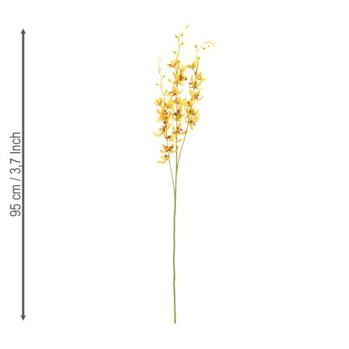 Artikel Künstlicher Cymbidium Blütenstiel 95cm Gelb-Grün-Bordeaux 2er Set für elegante Dekoration
