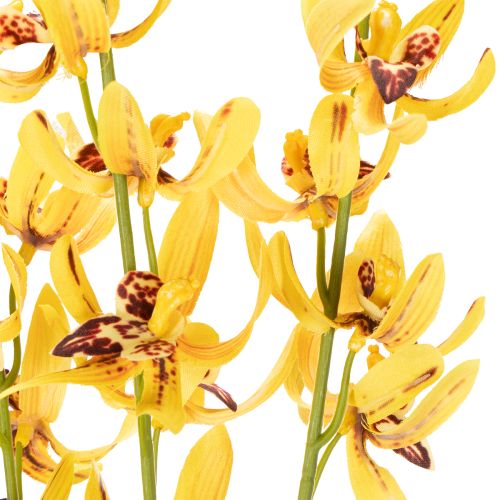 Artikel Künstlicher Cymbidium Blütenstiel 95cm Gelb-Grün-Bordeaux 2er Set für elegante Dekoration