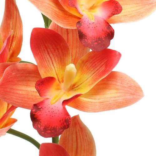 Floristik21 Orchidee Kunstblume Cymbidium Orange 74cm