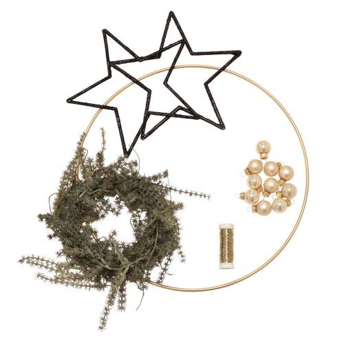 Floristik21 DIY Box Fensterdeko Weihnachten Schwarz Gold Draht Ø30cm