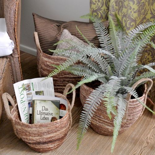 Rattankorb Natur/Orange Ø40/32/26cm 3St