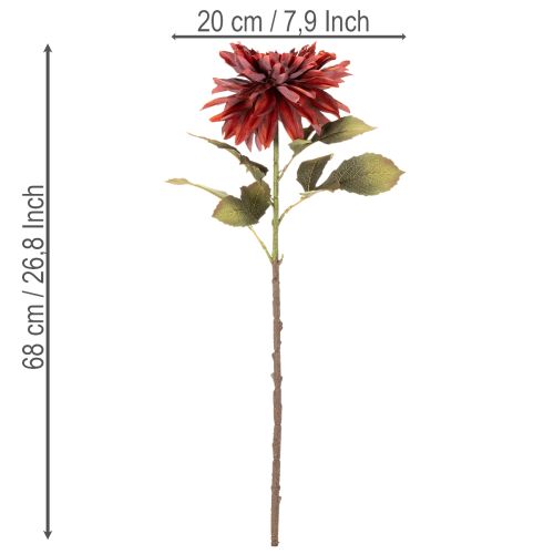 Kunstblume Dahlie Rot mit Stiel 68cm aus Kunststoff und Seidenstoff | Floristik21.de