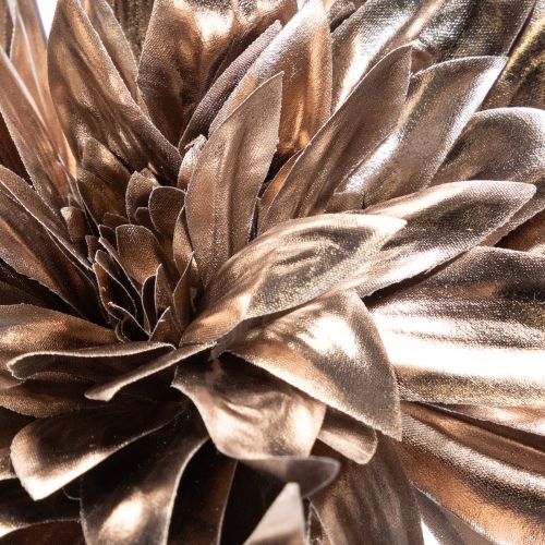 Kunstblume Dahlie 75cm langstielig mit zwei Blüten Metallic Champagner Kunststoff | Floristik21.de