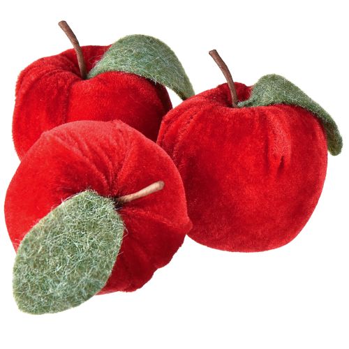 Deko Apfel Stoff Samt & Filz Rot Ø7,5cm H9cm 9 Stück für stilvolle Herbstdekoration