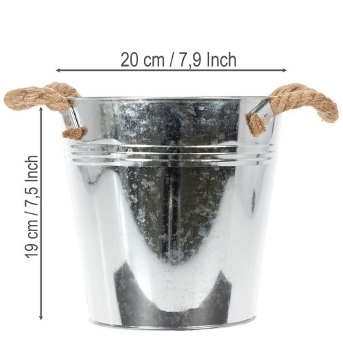 Deko Eimer Blumentopf Metall mit Seilgriffen Ø20cm | Floristik21.de