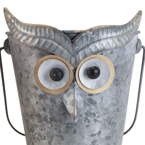 Artikel Zink Deko-Eimer Eule, Set aus 2, Henkel mit Holzgriff, Vielseitiger Übertopf Ø15/19cm