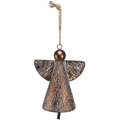 Artikel Deko Engel Metall Glocke Bronze Weiß Natur Vintage-Flair 21x13,5x24cm