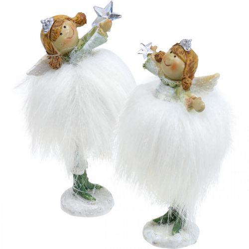 Floristik21 Deko Engel Weihnachtsengel Engelsfigur mit Stern H12cm 2St