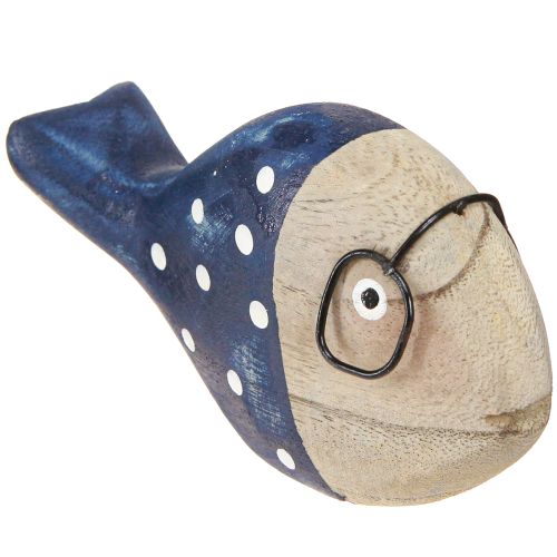 Artikel Deko Fisch mit Brille Holz Maritim Weiß Blau 11–13cm 4 Stk
