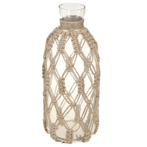 Floristik21 Deko Flasche Glas Makramee Vase Ø10cm H27cm Wohnaccessoire