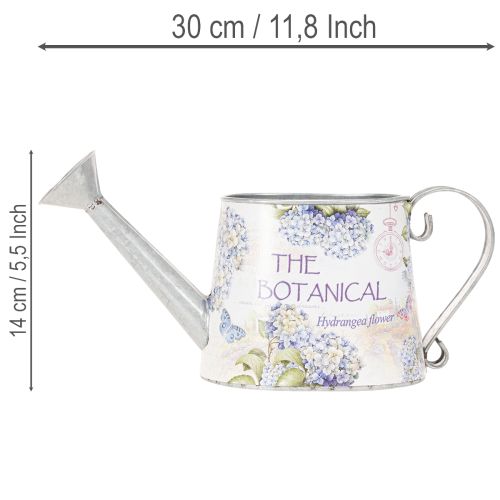 Deko Gießkanne Hortensie Metall Vintage Blumen 30x11x14,5cm | Floristik21.de