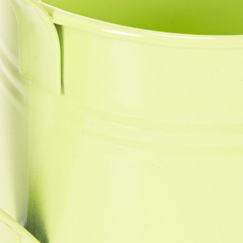 Deko Gießkanne Set in Pastell Lachs, Grün, Gelbgrün - Metall Übertopf Ø11cm H10cm 8 Stück | Floristik21.de