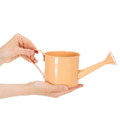 Deko Gießkanne Set in Pastell Lachs, Grün, Gelbgrün - Metall Übertopf Ø11cm H10cm 8 Stück | Floristik21.de